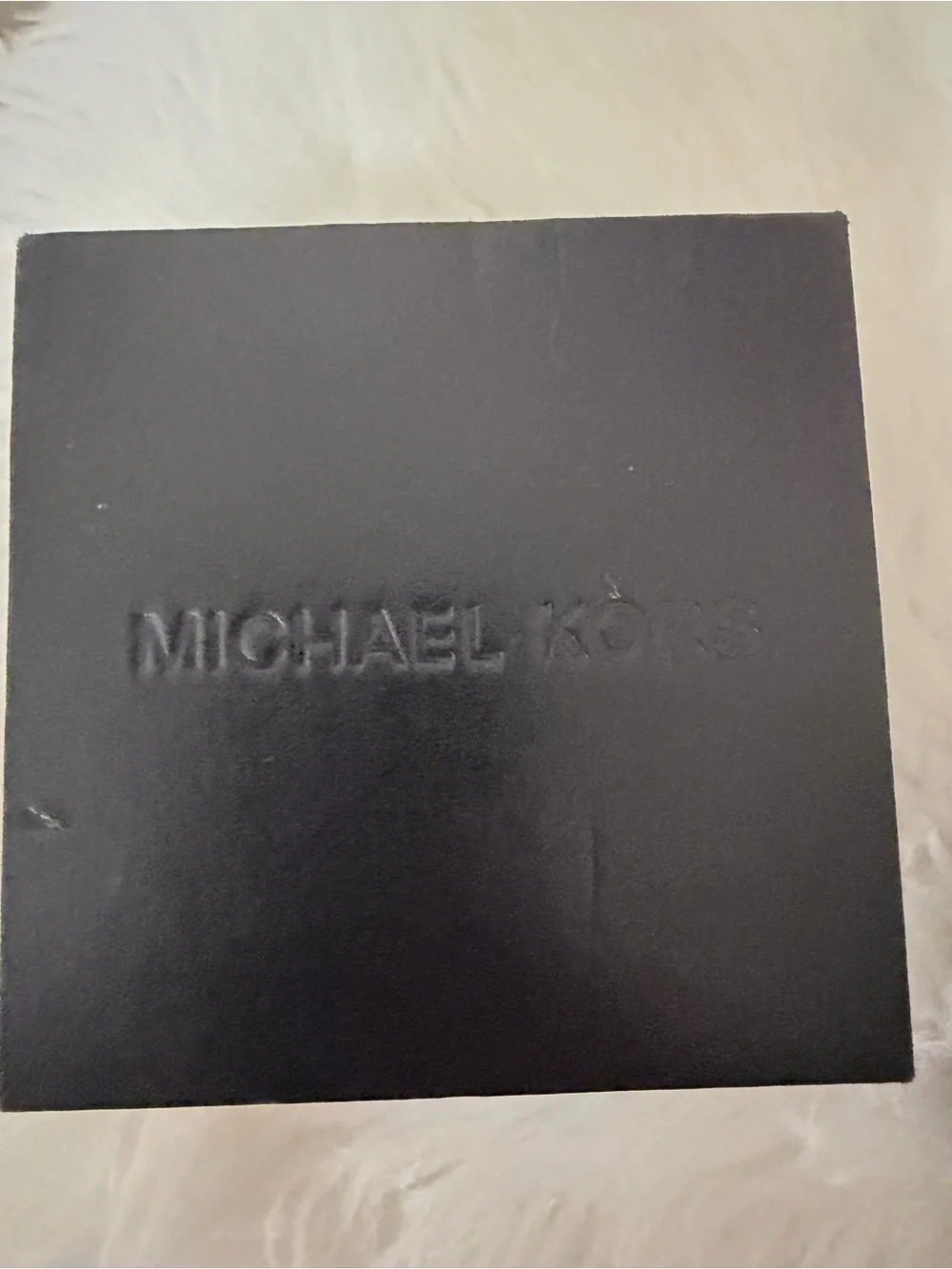 Michael Kors Gold-Tone Watch with Green Dial and Brown Leather Strap